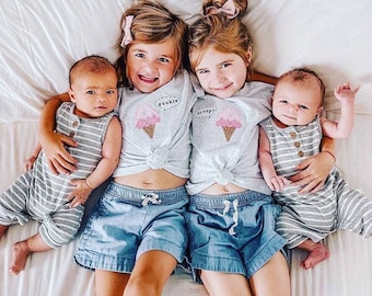 Adorable TWIN icecream "Double Scoops" fun ice cream Bodysuits (gift for TWINS) Onesies® for twins, twin babies shower gift