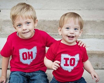 OH-IO Romper/t-shirt set voor broers en zussen, geweldige manier om een 2e geboorte te vieren!!! Ohio kindercadeau