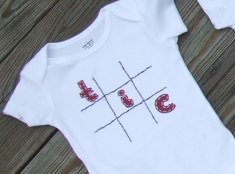 Tic Tac Toe Triplet Fun set of 3 Onesies® Bodysuit Set, Great Shower gift for TRIPLETS or 3 different sizes for siblings image 5