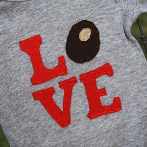 Grey Buckeye/Ohio LOVE baby Onesie® bodysuit, red Love letters with a buckeye as the O, Buckeye baby, Ohio baby Onesie® image 5