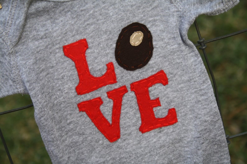 Grey Buckeye/Ohio LOVE baby Onesie® bodysuit, red Love letters with a buckeye as the O, Buckeye baby, Ohio baby Onesie® image 5