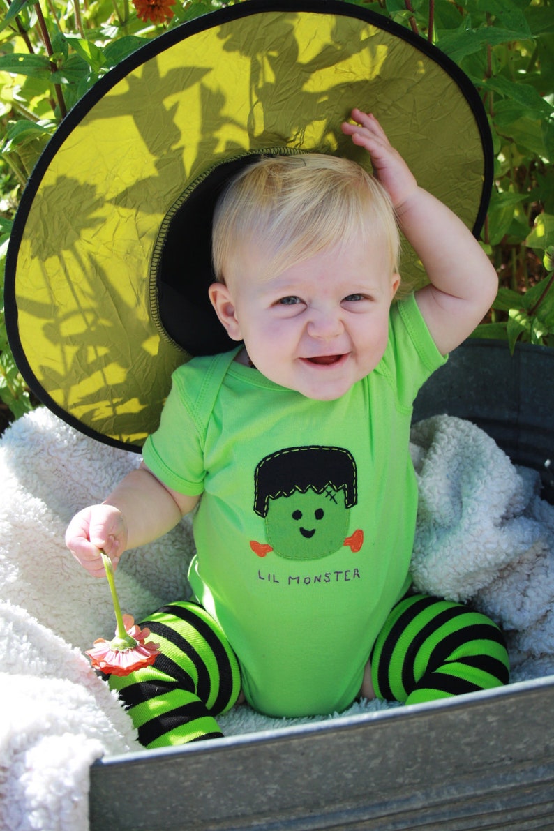 Halloween Baby  Lil Monster FRANKENSTEIN bodysuit image 1