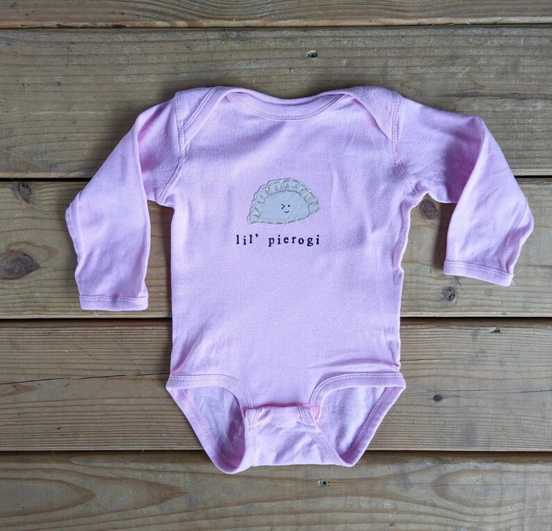 Funny baby Onesie® lil pierogi, Polish baby one piece, fun and unique baby shower gift, baby bodysuit, baby gift, Cleveland baby gift image 4