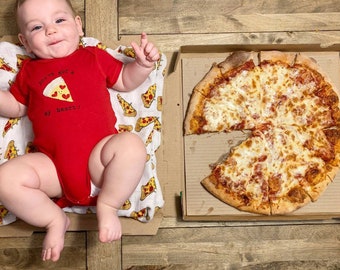 Pizza baby "Je hebt een PIZZA mijn hart" Baby Onesie®/bodysuit, babycadeau, leuk babyshowercadeau, door moeder gemaakt, baby uit één stuk, punny Onesie®