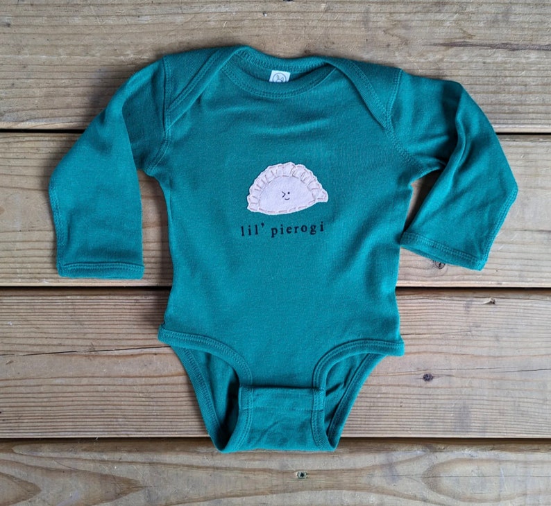 Funny baby Onesie® lil pierogi, Polish baby one piece, fun and unique baby shower gift, baby bodysuit, baby gift, Cleveland baby gift image 2