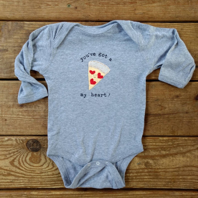 Pizza baby You've got a PIZZA my heart Baby Onesie®/bodysuit, baby gift, fun baby shower gift, mom-made, baby one piece, punny Onesie® image 5