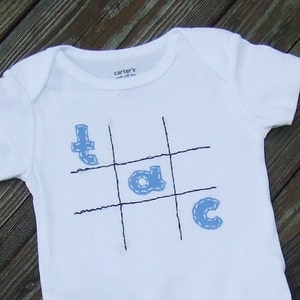 Tic Tac Toe Triplet Fun set of 3 Onesies® Bodysuit Set, Great Shower gift for TRIPLETS or 3 different sizes for siblings image 6