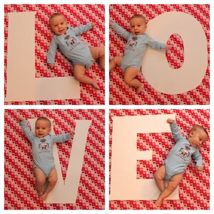 Valentine's Day baby Onesie® LOVE MACHINE Bodysuit for Baby BOYS, perfect for 1st Valentine's Day Pics, punny baby Onesie® image 5