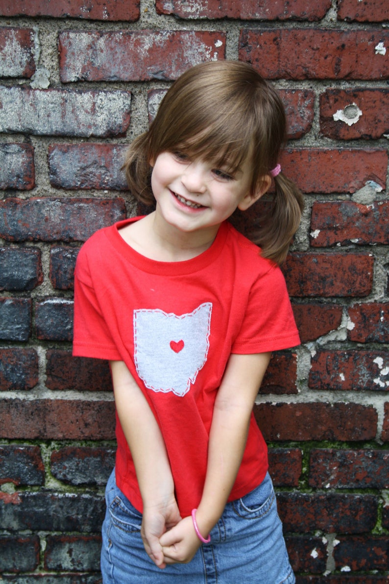 RED OHIO Love State of Ohio on Red bodysuit with a heart image 3