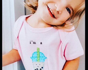 funny baby Onesie® bodysuit "I'm a Cu(tea)", cutie cute Bubble Tea one piece, fun and unique baby shower gift, Onesie®