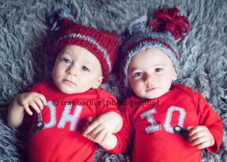 Red OH-IO Twin set bodysuits for twins or great image 4