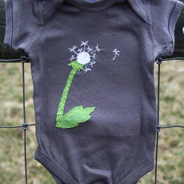 Dandelion Onesie® Baby Bodysuit "Wishes, not weeds", baby shower gift, Dandelions baby