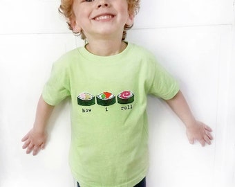 Funny Sushi Roll "How I Roll" Onesie® Baby bodysuit, sushi roll one piece, fun baby shower gift, mom-made