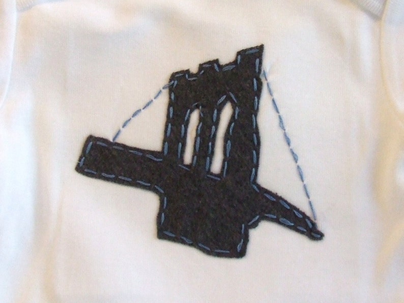 Great Shower gift for TWINS or siblings Brooklyn Bridge TWIN baby bodysuit Set