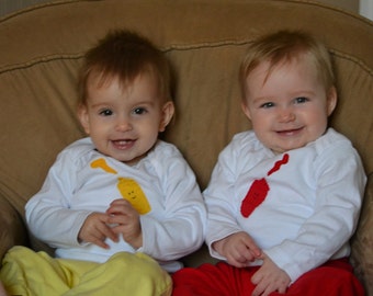 TWIN Ketchup and Mustard Onesies®, set of 2 bodysuits, Great Shower gift for TWINS or different sizes for siblings