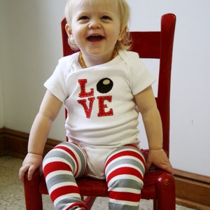 Grey Buckeye/Ohio LOVE baby Onesie® bodysuit, red Love letters with a buckeye as the O, Buckeye baby, Ohio baby Onesie® image 6