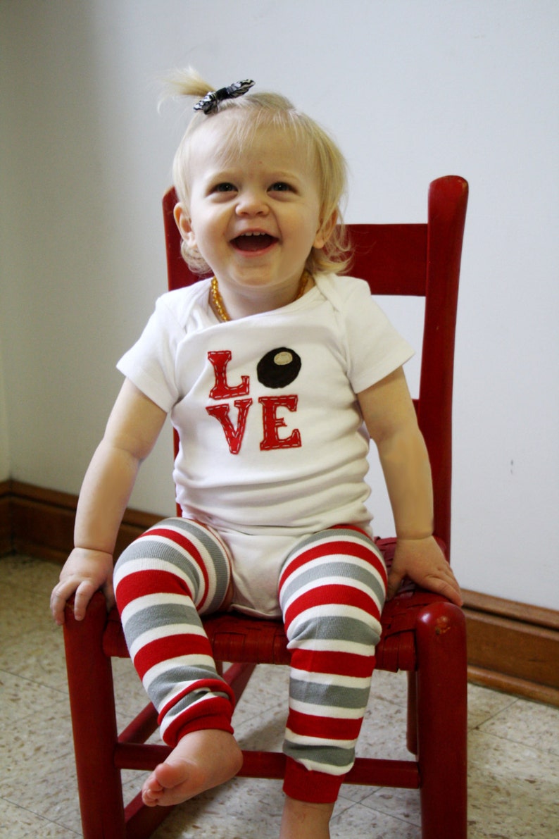 Grey Buckeye/Ohio LOVE baby Onesie® bodysuit, red Love letters with a buckeye as the O, Buckeye baby, Ohio baby Onesie® image 6