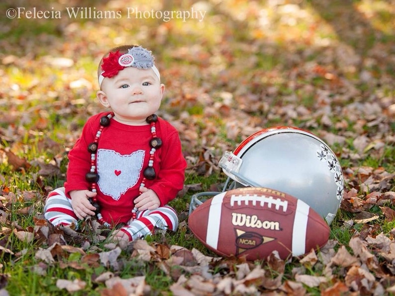 RED OHIO Love State of Ohio on Red bodysuit with a heart image 1