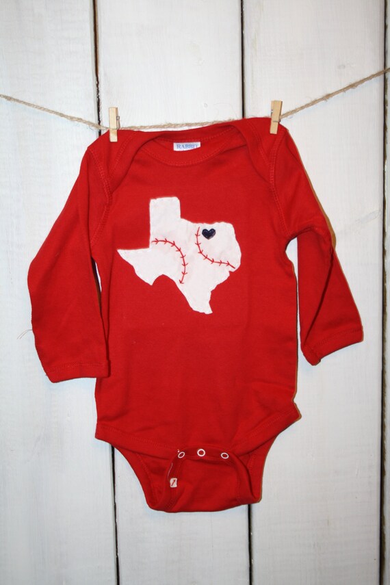 Heart State Baseball Baby Onesie Heart State Baseball Baby Onesie