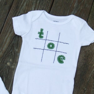 Tic Tac Toe Triplet Fun set of 3 Onesies® Bodysuit Set, Great Shower gift for TRIPLETS or 3 different sizes for siblings image 7
