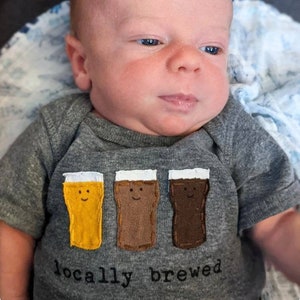 Funny baby Onesie® Locally Brewed, Beer baby one piece, fun and unique baby shower gift, baby bodysuit, baby gift, home brewed baby image 2