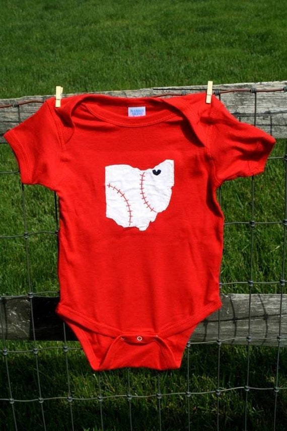Heart State Baseball Baby Onesie Heart State Baseball Baby Onesie