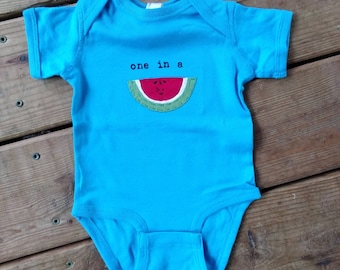 Funny baby Onesie® "One in a melon (million)",  cute watermelon one piece, fun and unique baby shower gift, baby bodysuit, baby gift