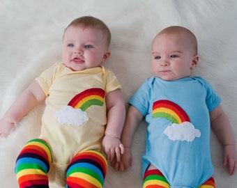 Rainbow Cloud TWIN baby Onesies® baby Bodysuit Set, Great Shower gift for TWINS or siblings, twin baby Onesies®, Rainbow baby Onesies®