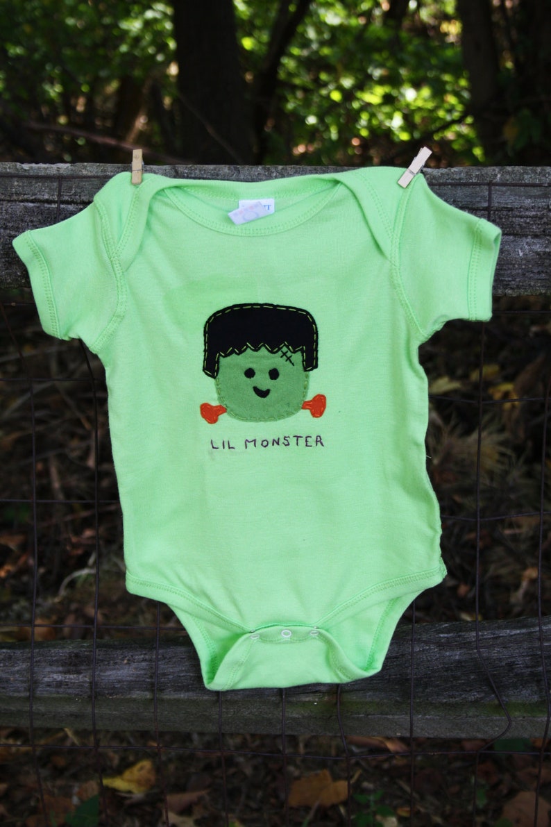 Halloween Baby  Lil Monster FRANKENSTEIN bodysuit image 2
