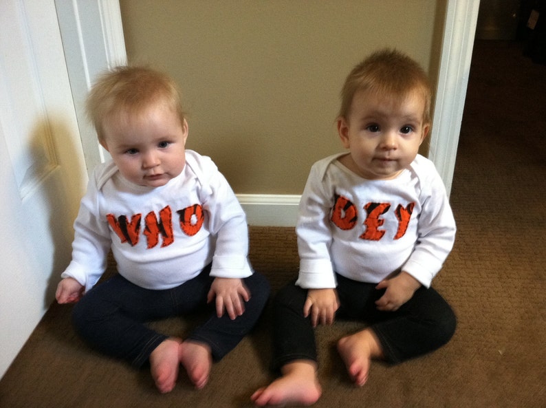 Who Dey Bengals TWIN Set of Baby Bodysuits Great Shower gift for TWINS or siblings