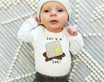 Funny baby Onesie® "Luv you a (waffle) lot",  cute waffle one piece, love you a waffle lot unique baby shower gift, baby bodysuit, baby gift