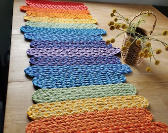 26"x70" rainbow ovals braided from soft cotton