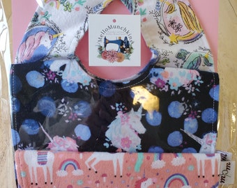 unicorn flannel bib set for babies newborn-2 years old