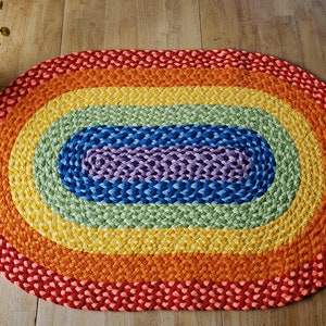 33x50 Rainbow Rug made from braided recycled t shirt image 3