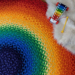 72 Rainbow Rug made from braided recycled t shirt image 4