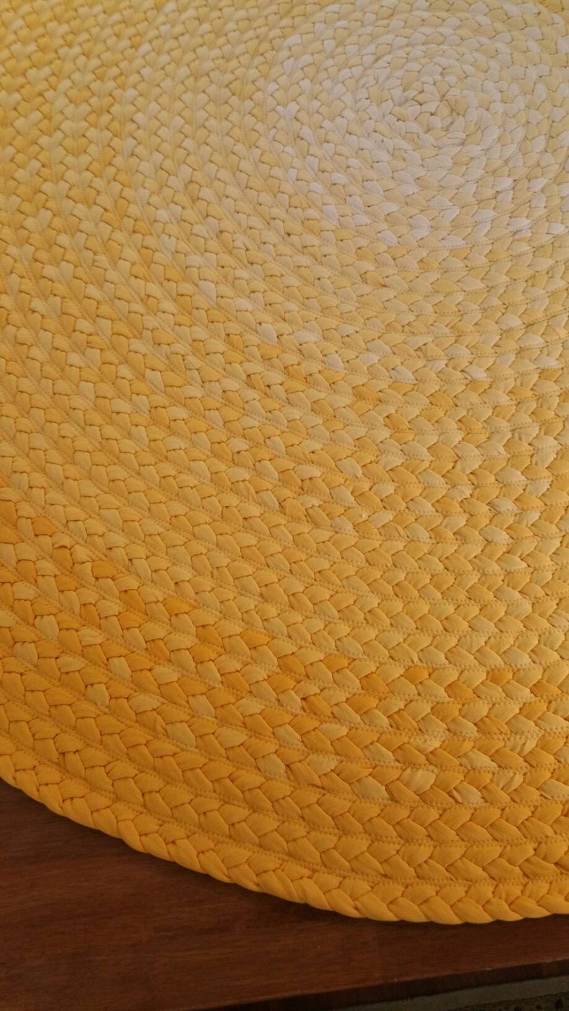 Cotton Braided Area Rug in Bright Yellow Ombre Round or Oval Etsy