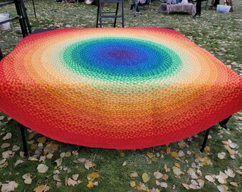 96" Rainbow Rug made from braided cotton jersey fabric