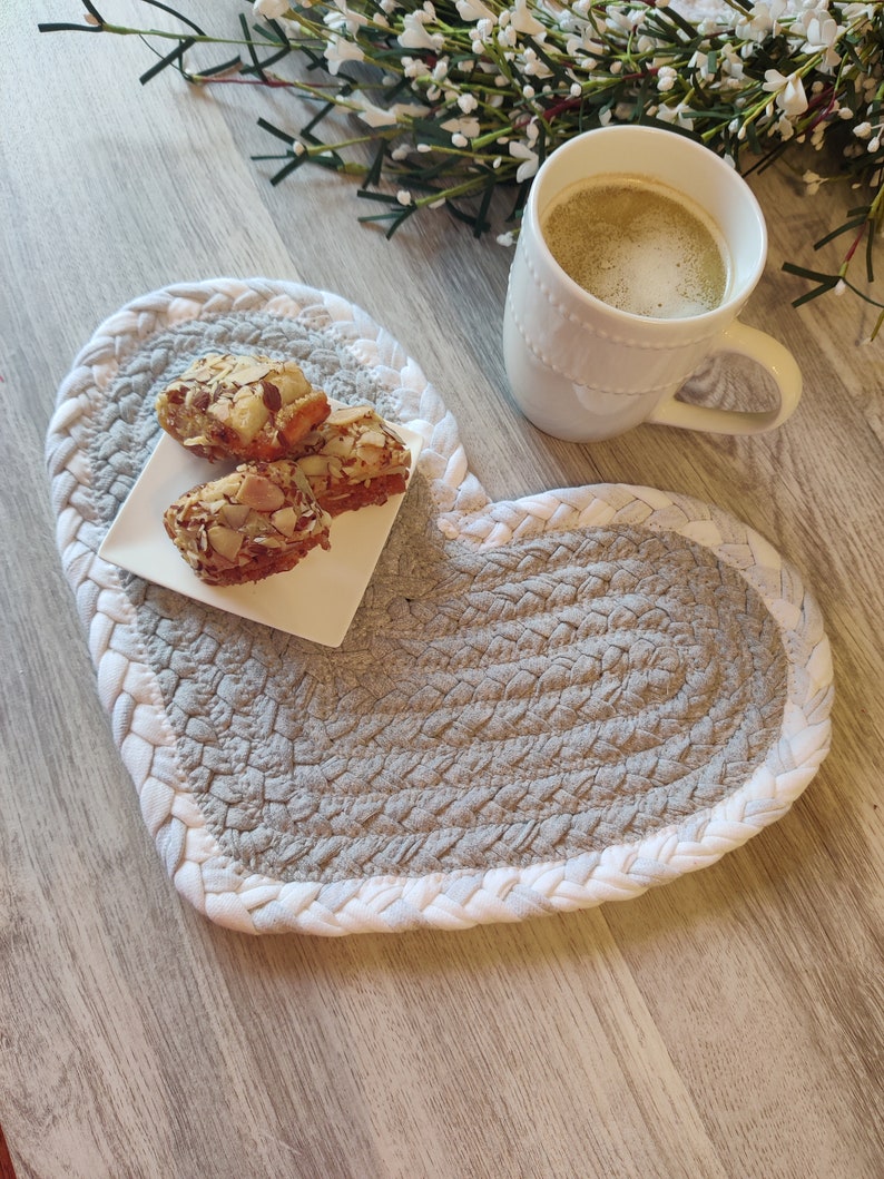 Valentine's hearts braided mug rug 9x12 Etsy