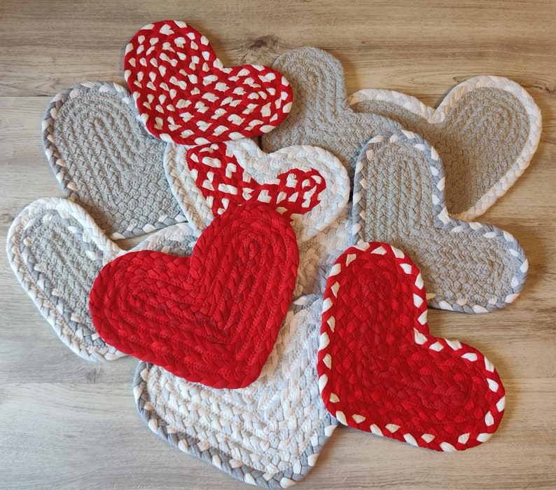 Valentine's hearts braided mug rug 9x12 Etsy