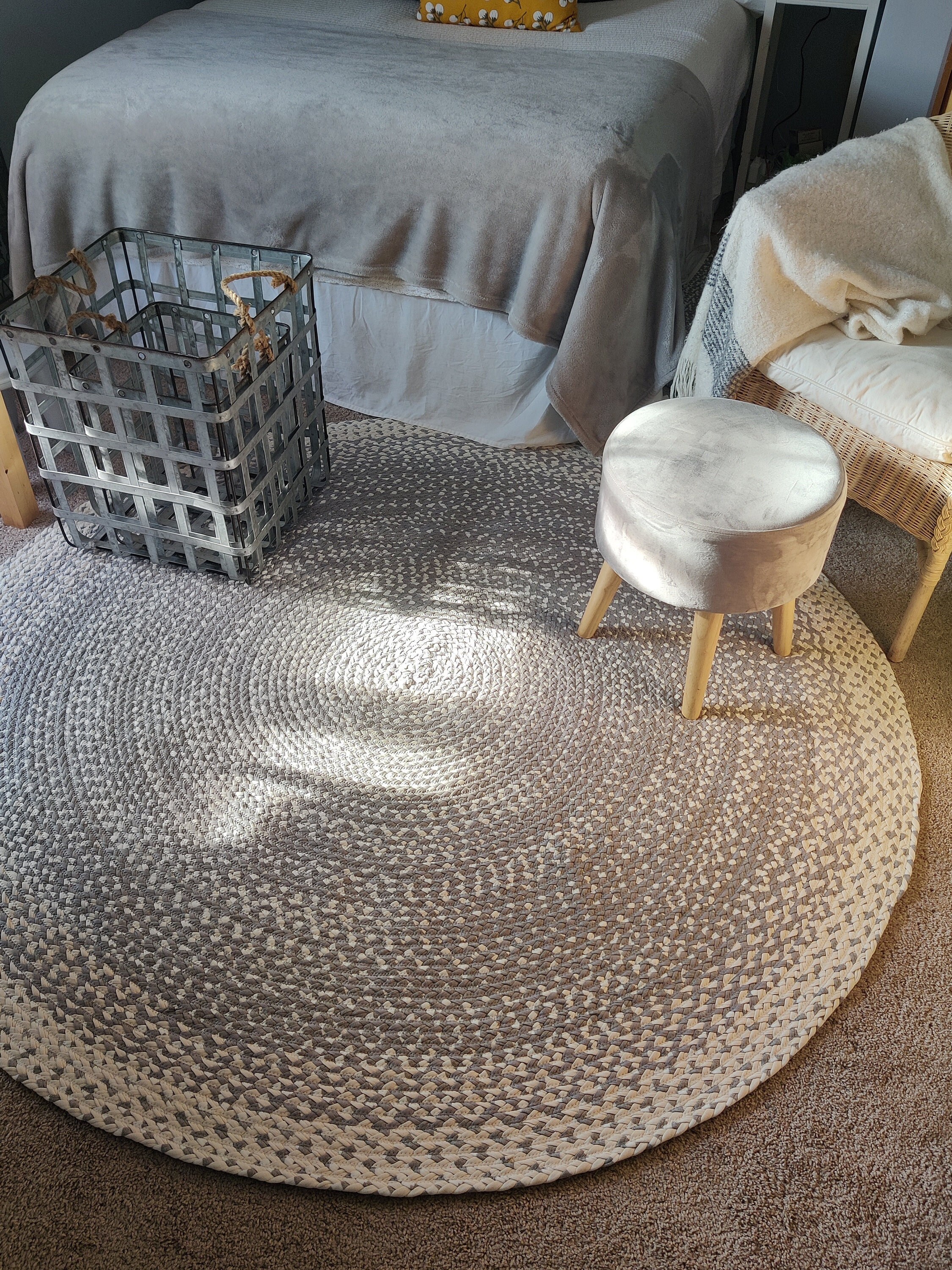 Tapis Tressé Au Sel et Poivre de 74 Po à Partir T-Shirts en Coton Fabriqués Aux États-Unis Tapis Ver