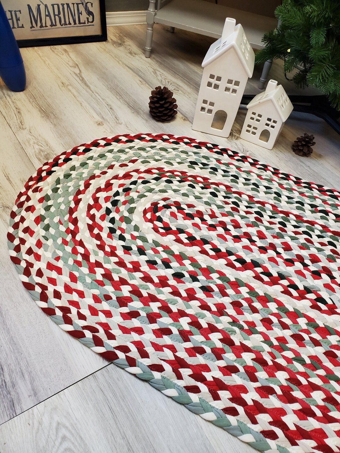 24x 40 Red Sage Green and Cream Rug Made From Etsy