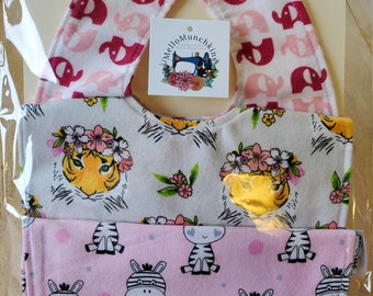 zoo flannel bib set for babies newborn-2 years old