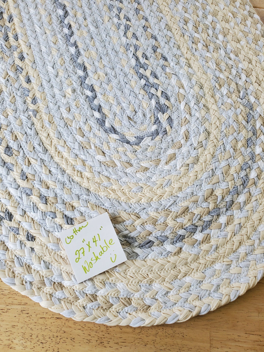 27x41 Natural and Gray Braided Rug or Table Mat Etsy