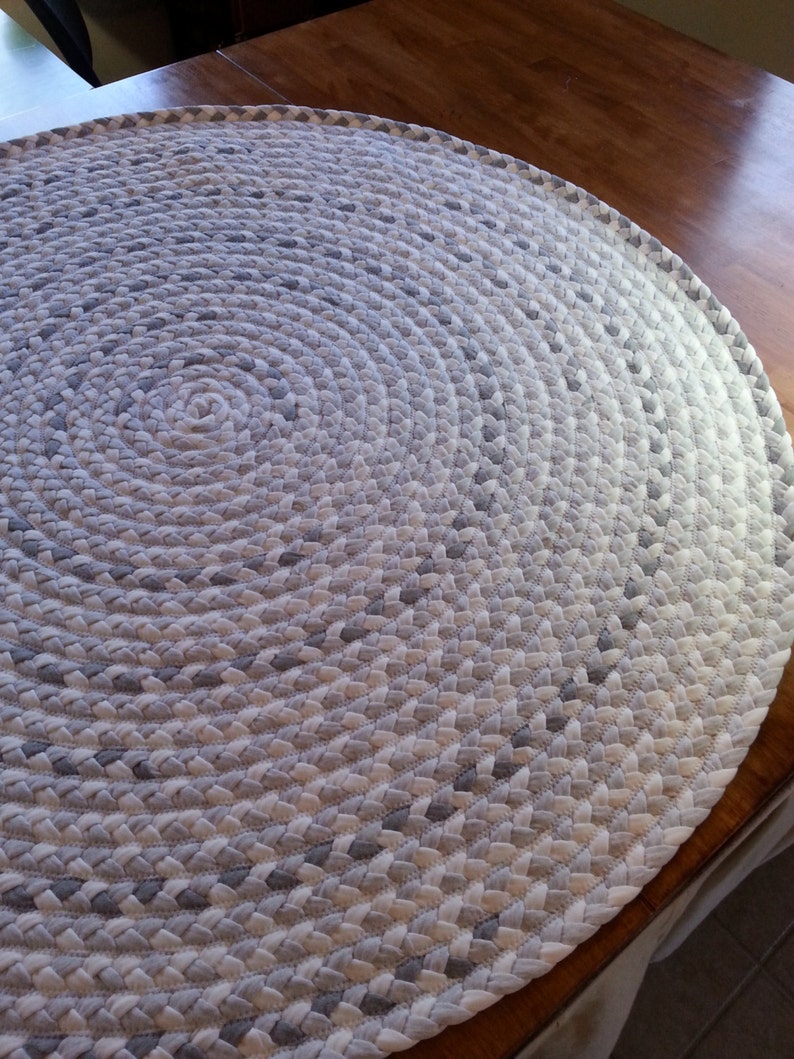 Light Gray and White Hand Braided Nursery Rug From Cotton T Etsy