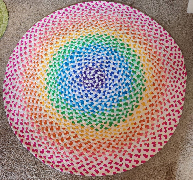 48 Pastel Rainbow Rug Made From Braided New T Shirt Etsy