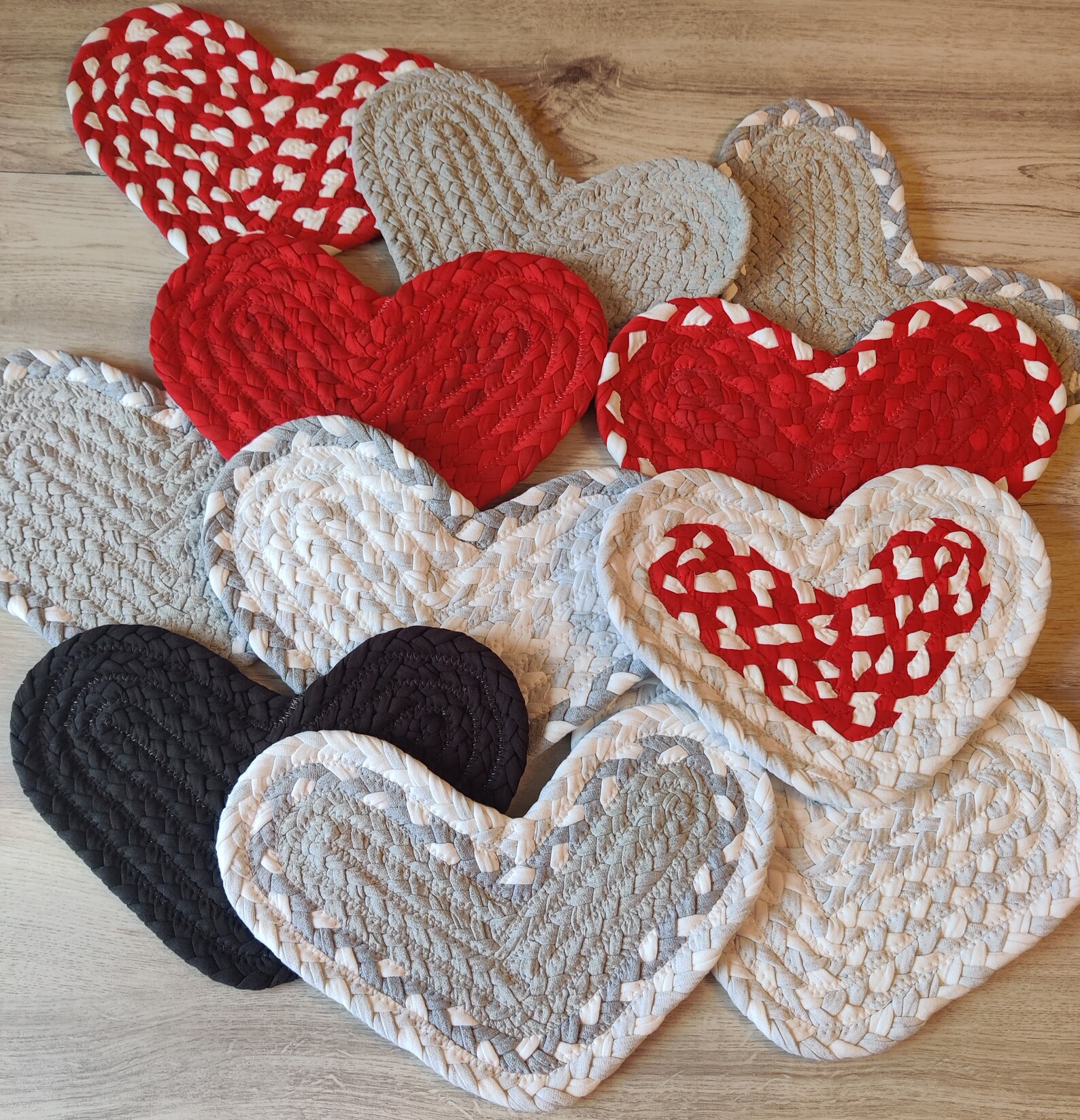 Valentine's hearts braided mug rug 9x12 Etsy