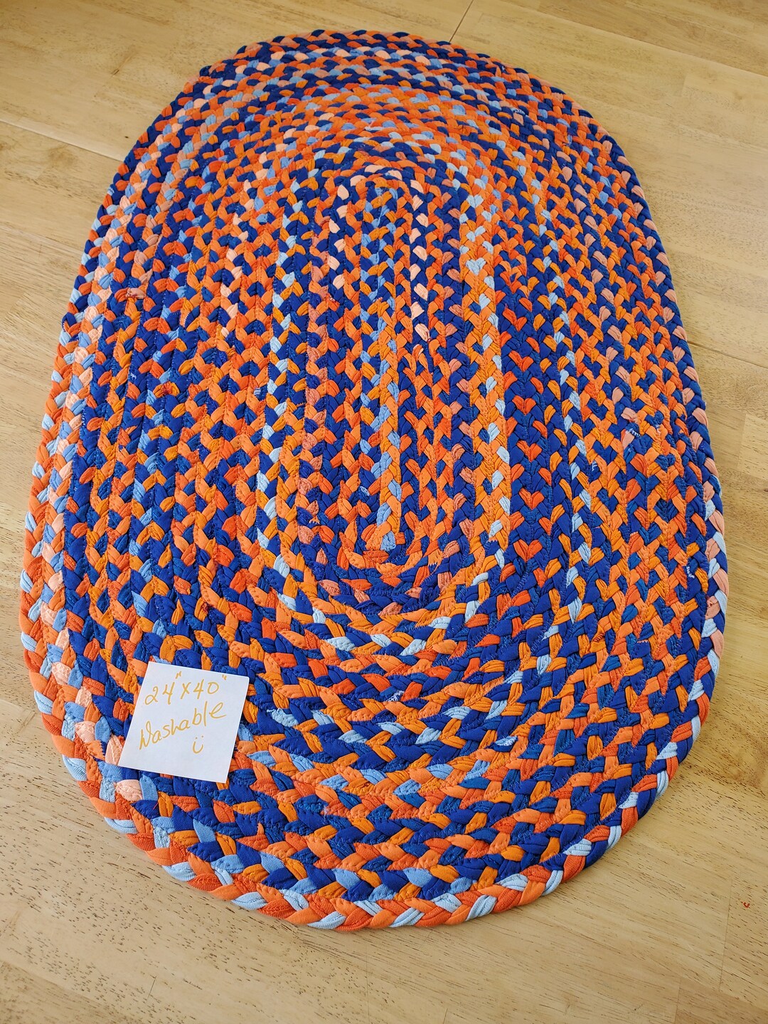 24x40 Braided Table Runner Blue and Orange Etsy