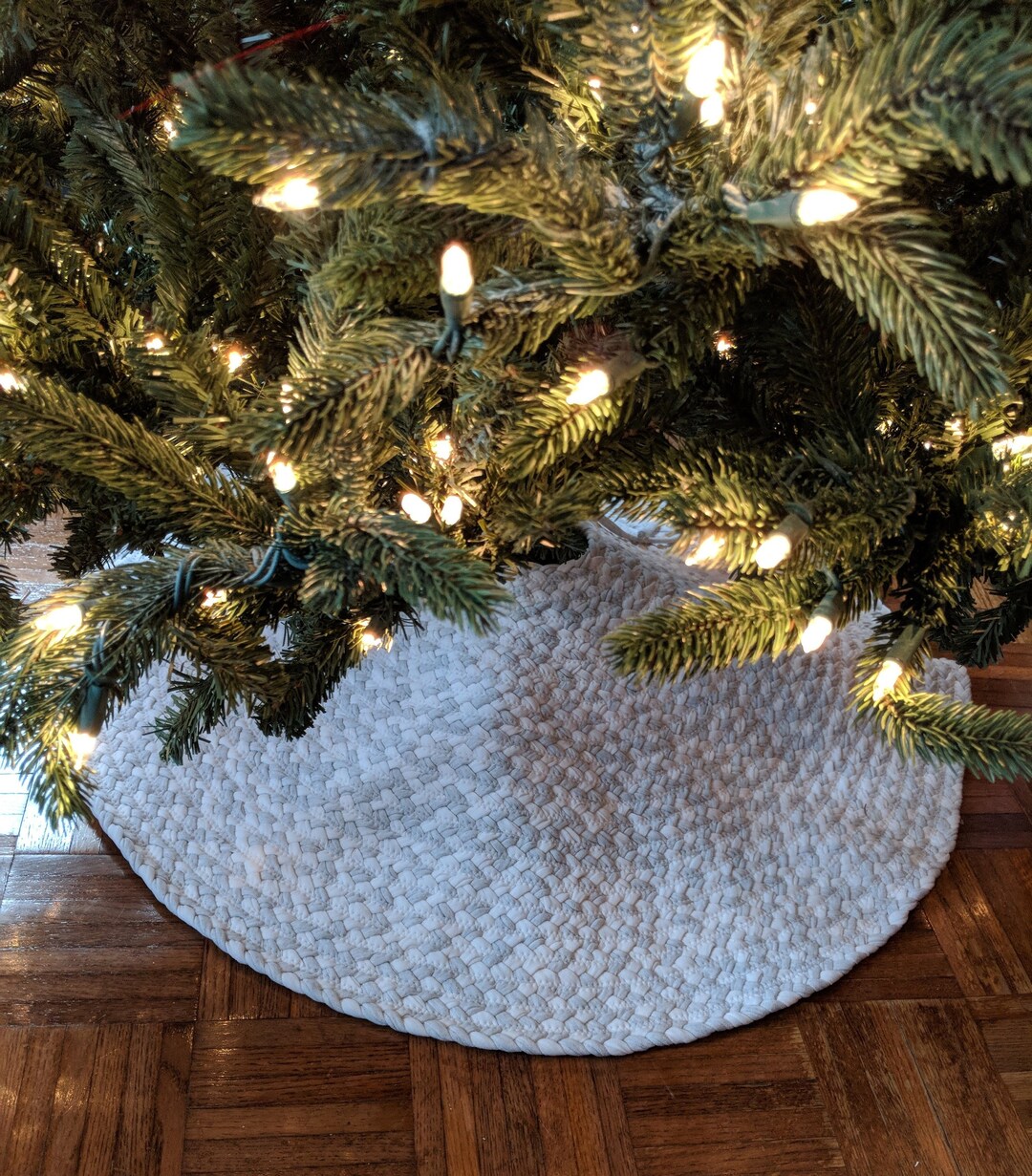 Gray and White Braided Rug Christmas Tree Skirt - Etsy