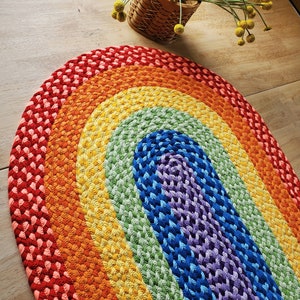 33x50 Rainbow Rug made from braided recycled t shirt image 1