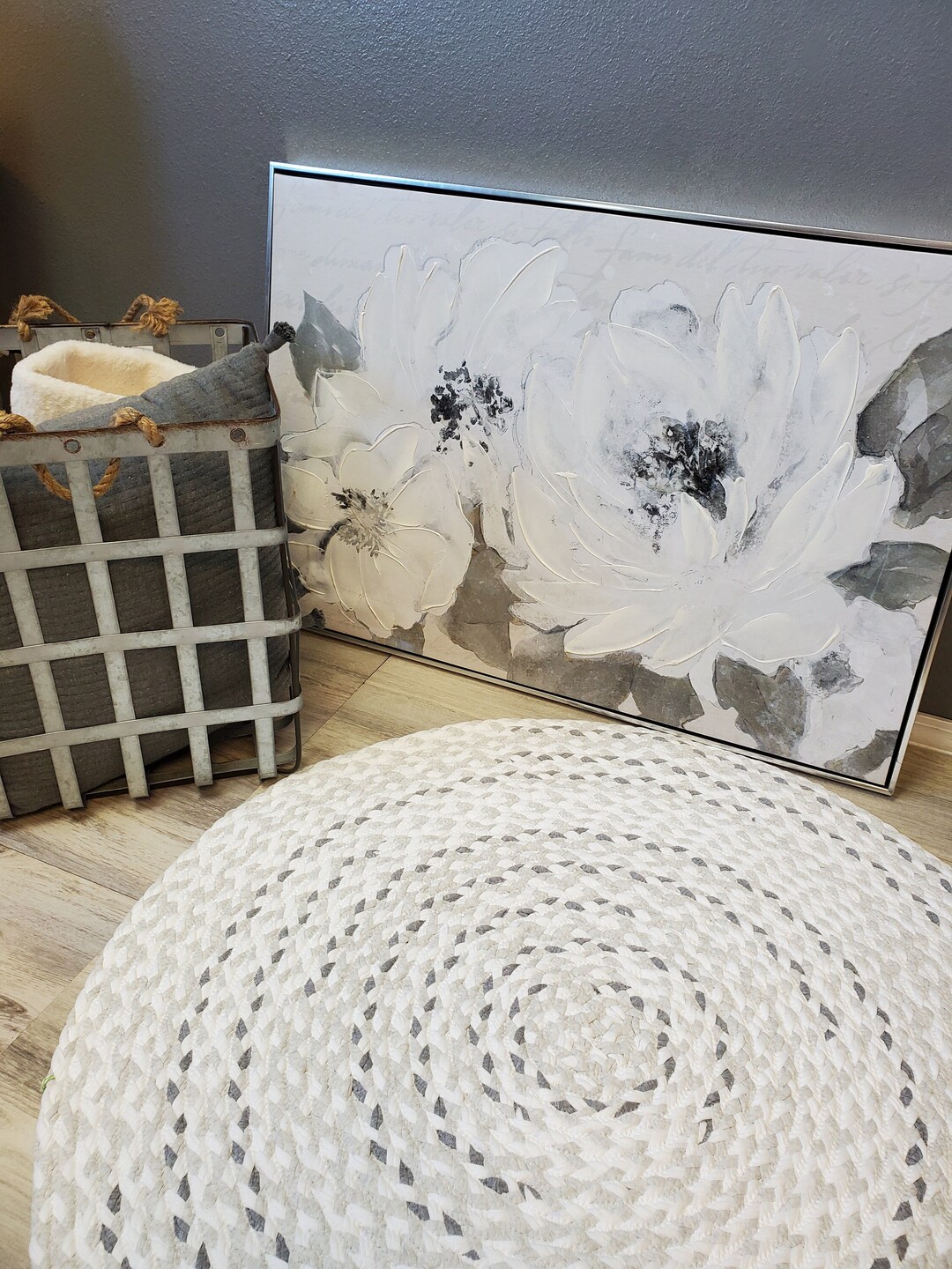 38 Multi Warm Gray and White Braided Rug Etsy